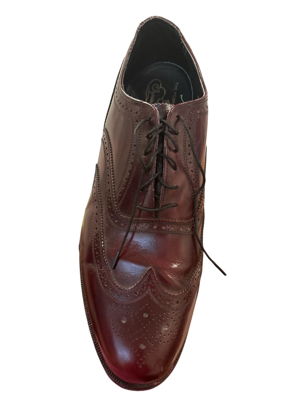 60s-70s FLORSHEIM ROYAL IMPERIAL OXBLOOD LEATHER WINGTIP SHOES W DUST COVER 13D - Picture 4 of 12